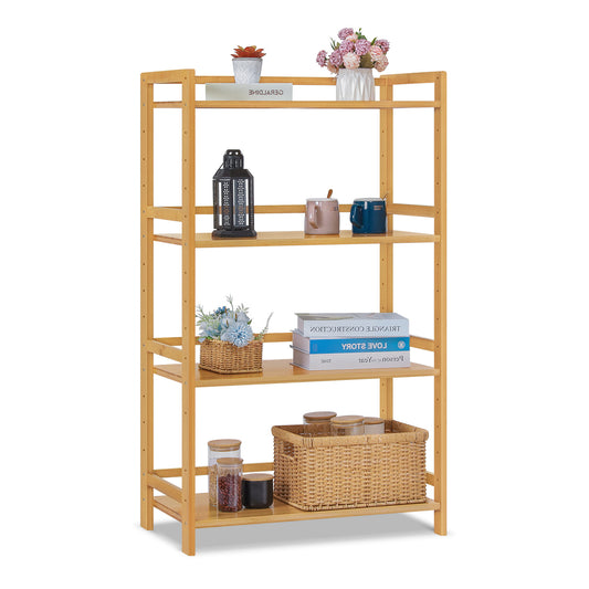 Adjustable Stand Alone Multi-Functional Shelf - 4 Tier - Natural