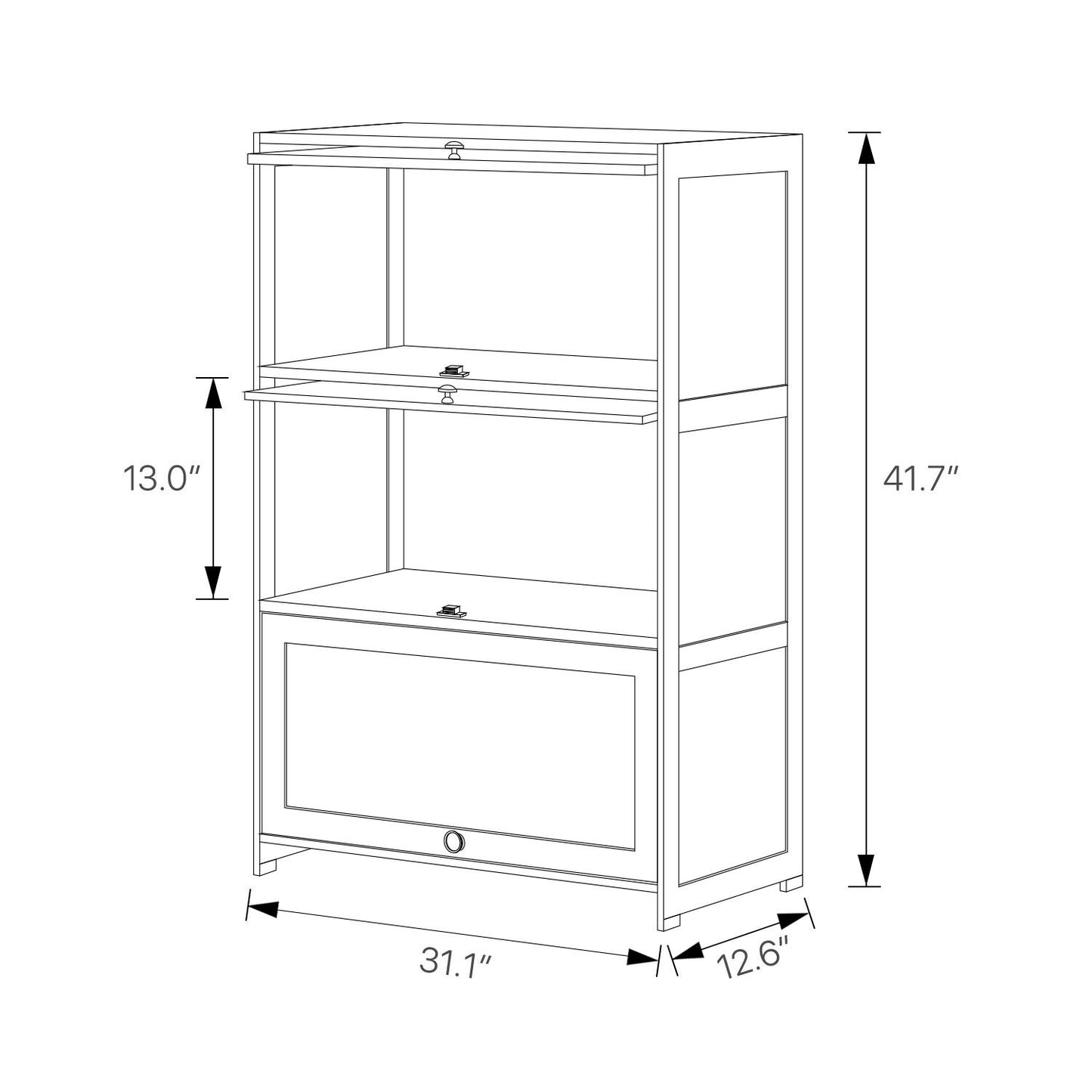 Slide Up Door Multi-Functional Storage Cabinet - 3 Tier - Brown