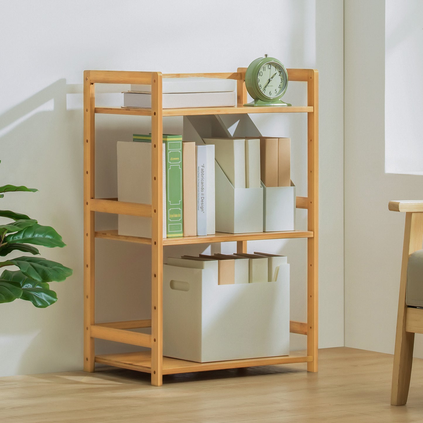 Adjustable Stand Alone Multi-Functional Shelf - 3 Tier - Natural