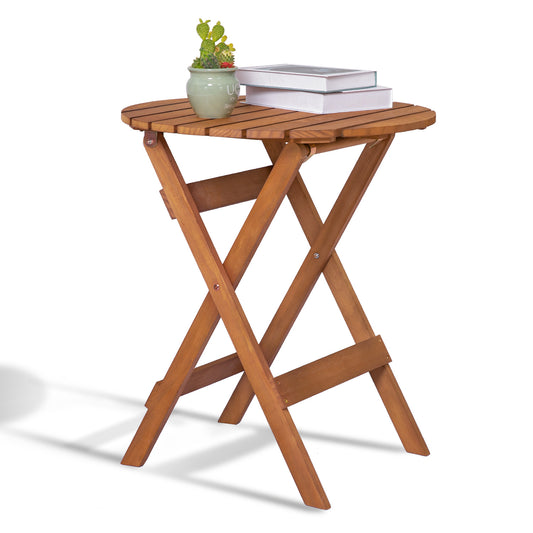 Round Folding Table - Wood - Brown