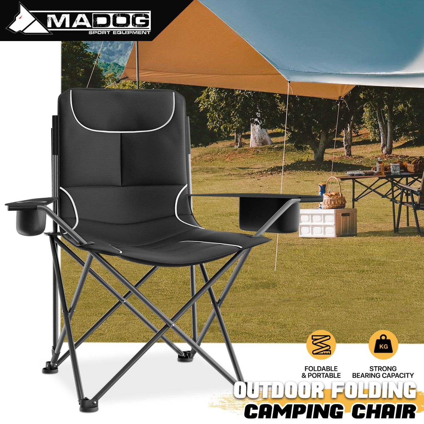 Folding Camping Folding Chair - Padded Seat & Portable
