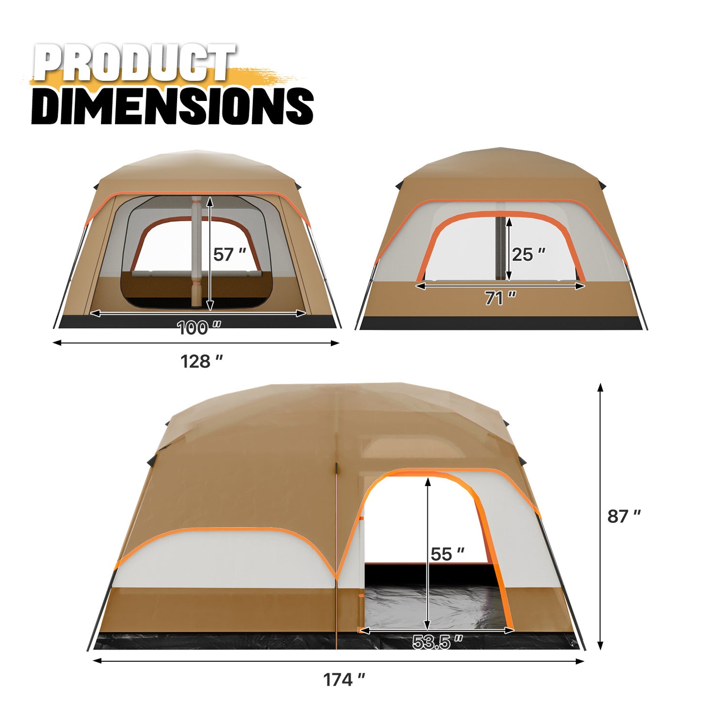 181'' Length Camping Tent - Detachable Room Divider