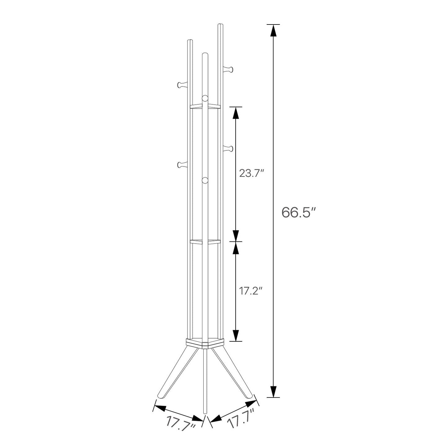 Coat Tree Stand - Triple Pillar