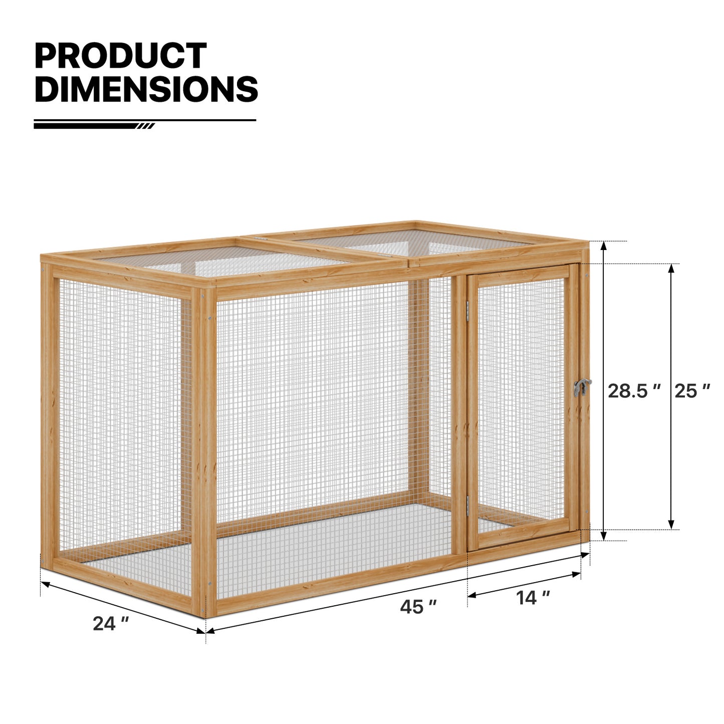 24"x45" Wooden Chicken Coop Rabbit Hutch - Natural