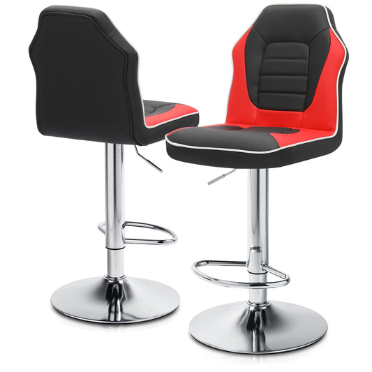 Set of 2 Modern Bar Stools Adjustable Swivel Leather Seat Gaming Chair Style