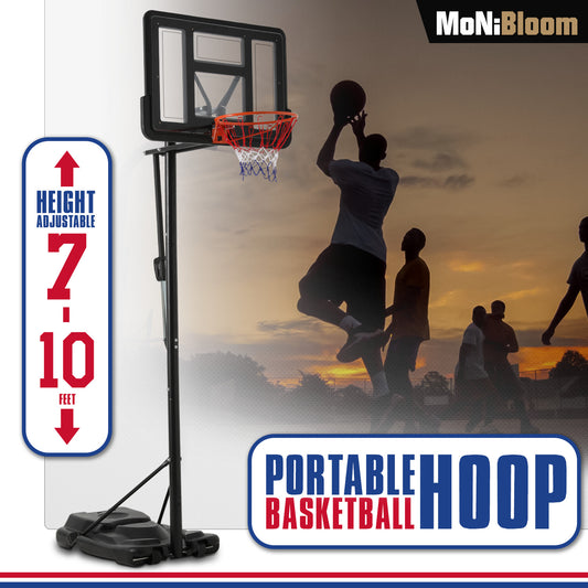 10 Ft Adjustable Height Portable Basketball Hoop w/Standard Rim