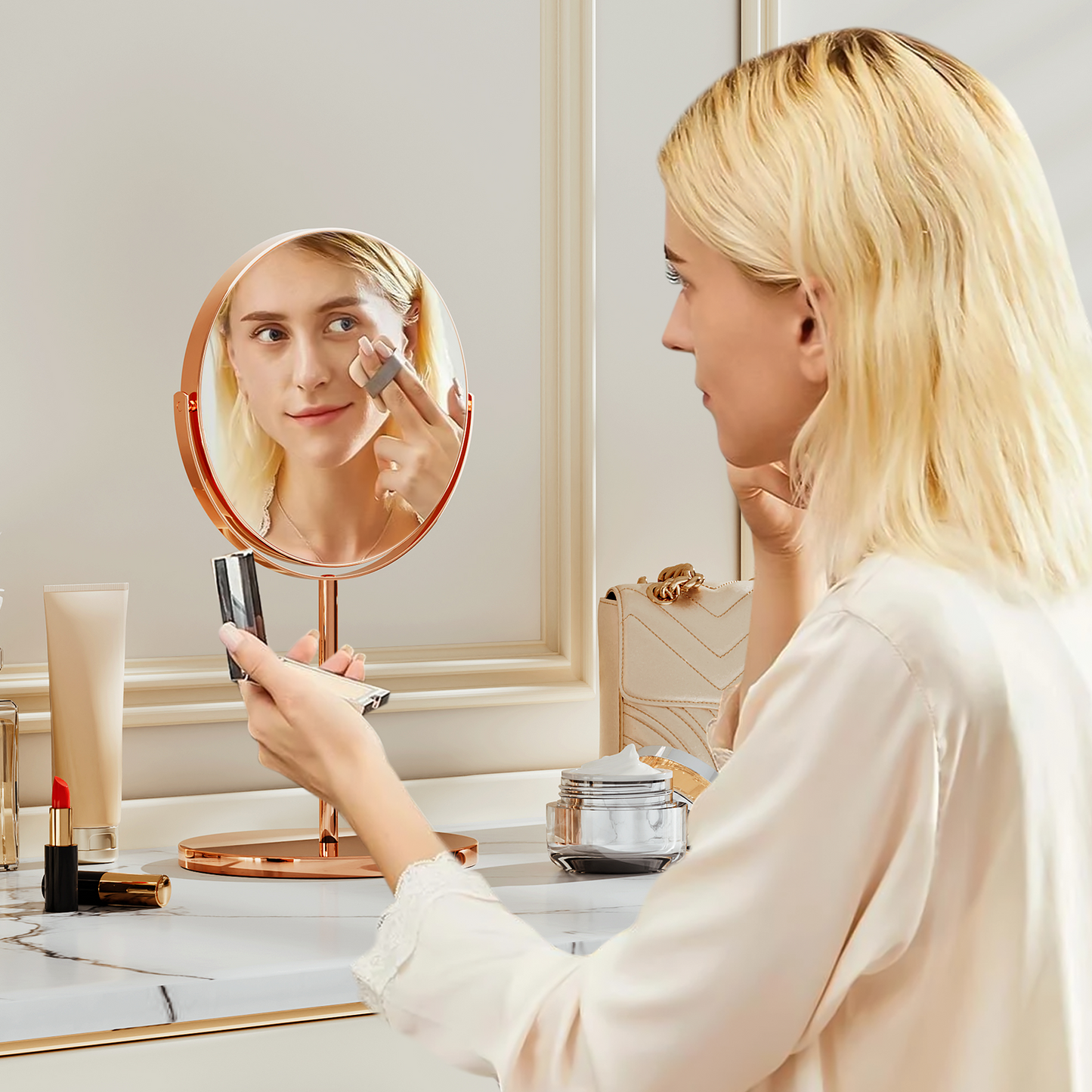 Double Sided Vanity Mirror - Round 6.5" Diameter - 1x/3x Magnification Mirror