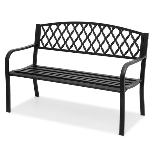 50" Iron Patio Garden Bench - Grid Pattern