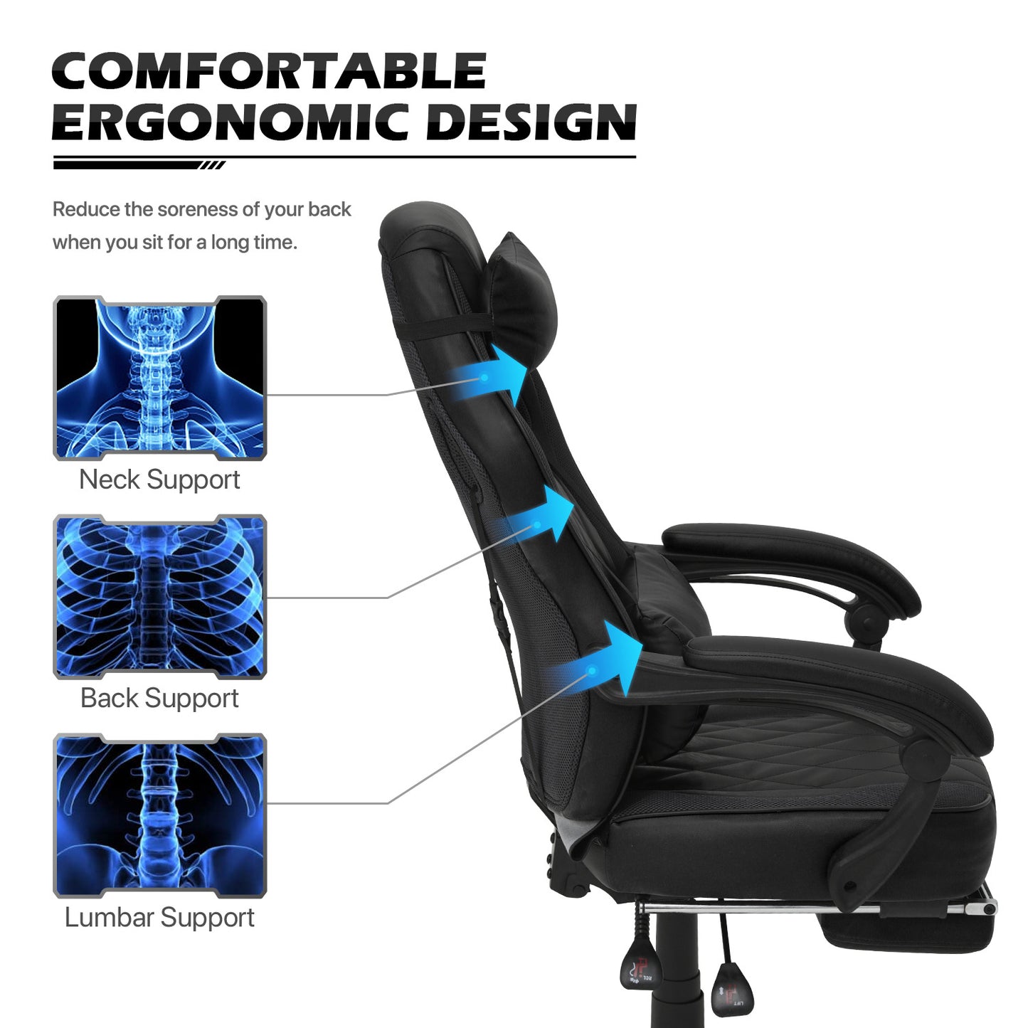 Reclinable Gaming Chair w/Footrest #002