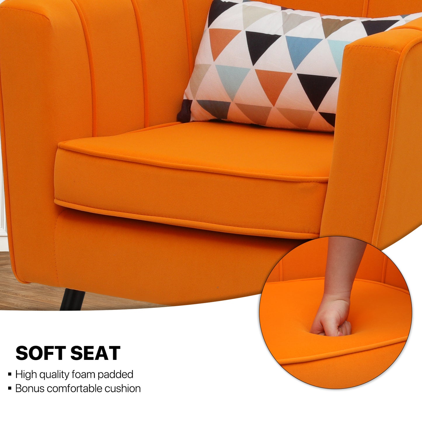 Suede Accent Chair - w/Detachable Cushion - Club Single Sofa - 31" Width