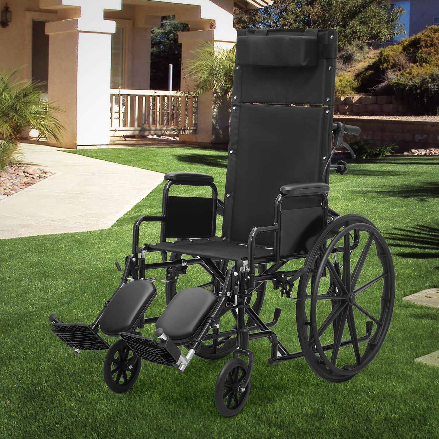 Reclinable Transport Wheelchair - FDA Aproved - 18.5"x16" Seat