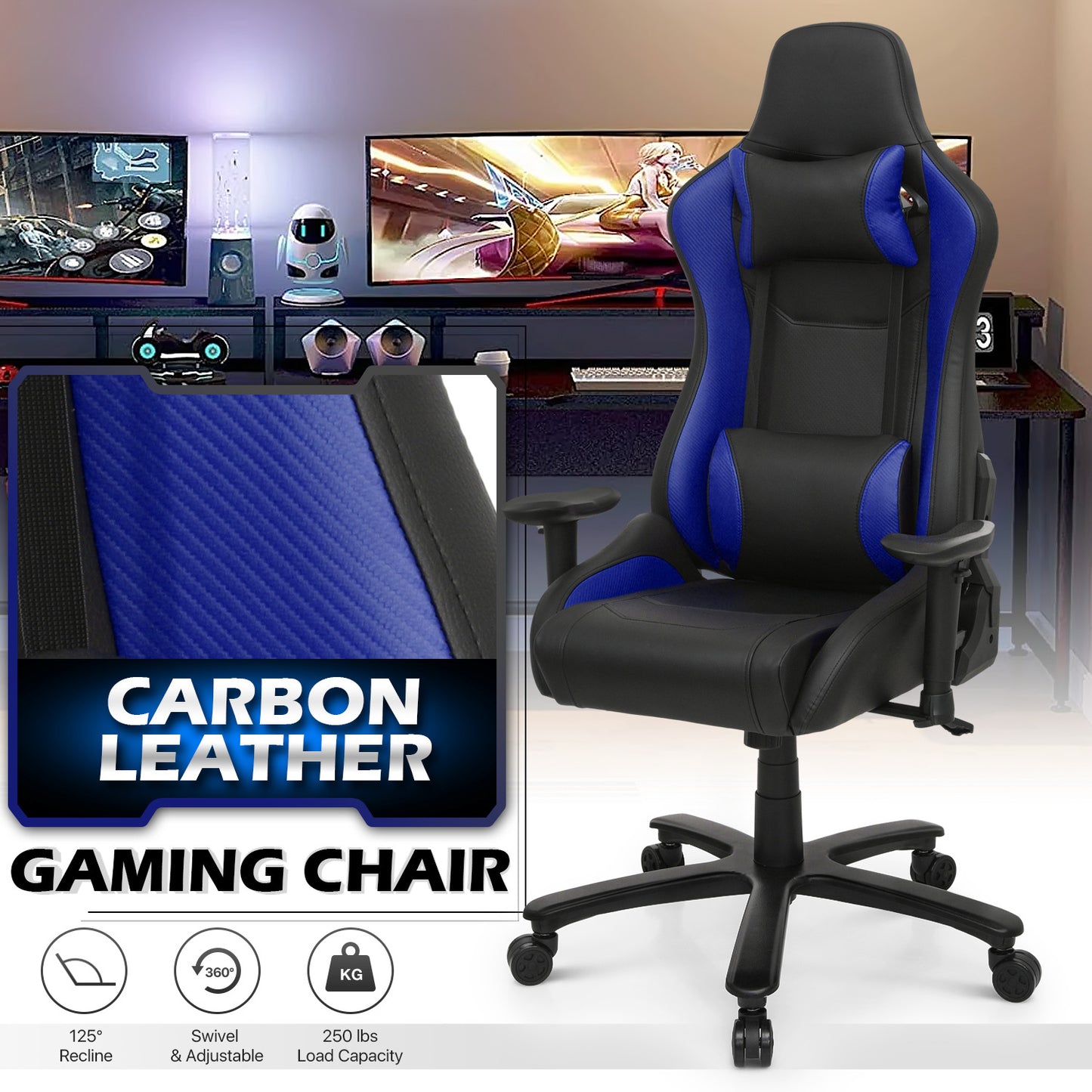 Gaming Chair w/Lumbar Support & Headrest #006