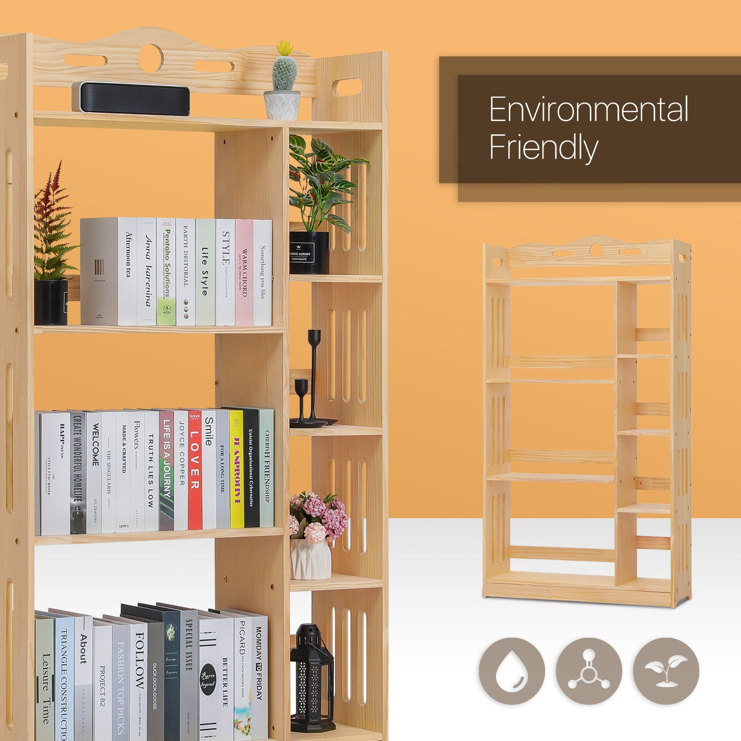 Wooden Display Storage Organizer - 5 Tier - 33" - Natural