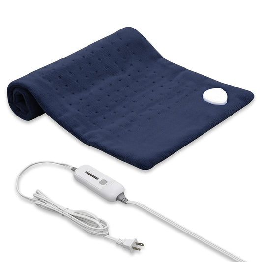 24" x 12" Electric Heating Pad - Coral Fleece + Knitted Fabric - Half an Hour Timer + 3 Heating Levels