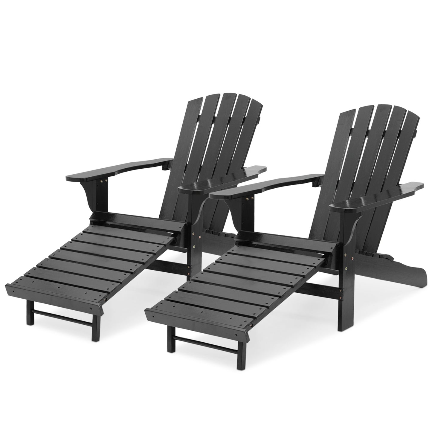 Set of 2 Adirondack Chair - Retractable Footrest