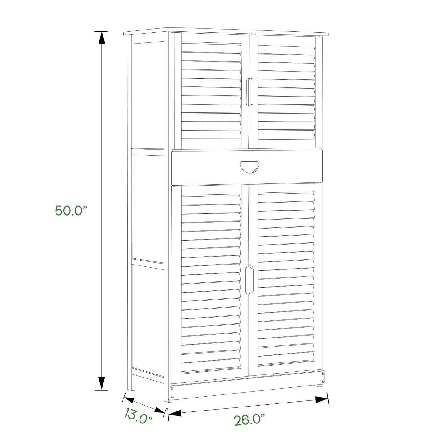 Louver Panel Shoe Cabinet - 26" - 8 Tier - with Drawer