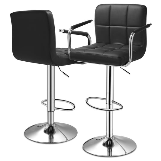 Grid Pattern Bar Stool w/Handrest 2 Pcs