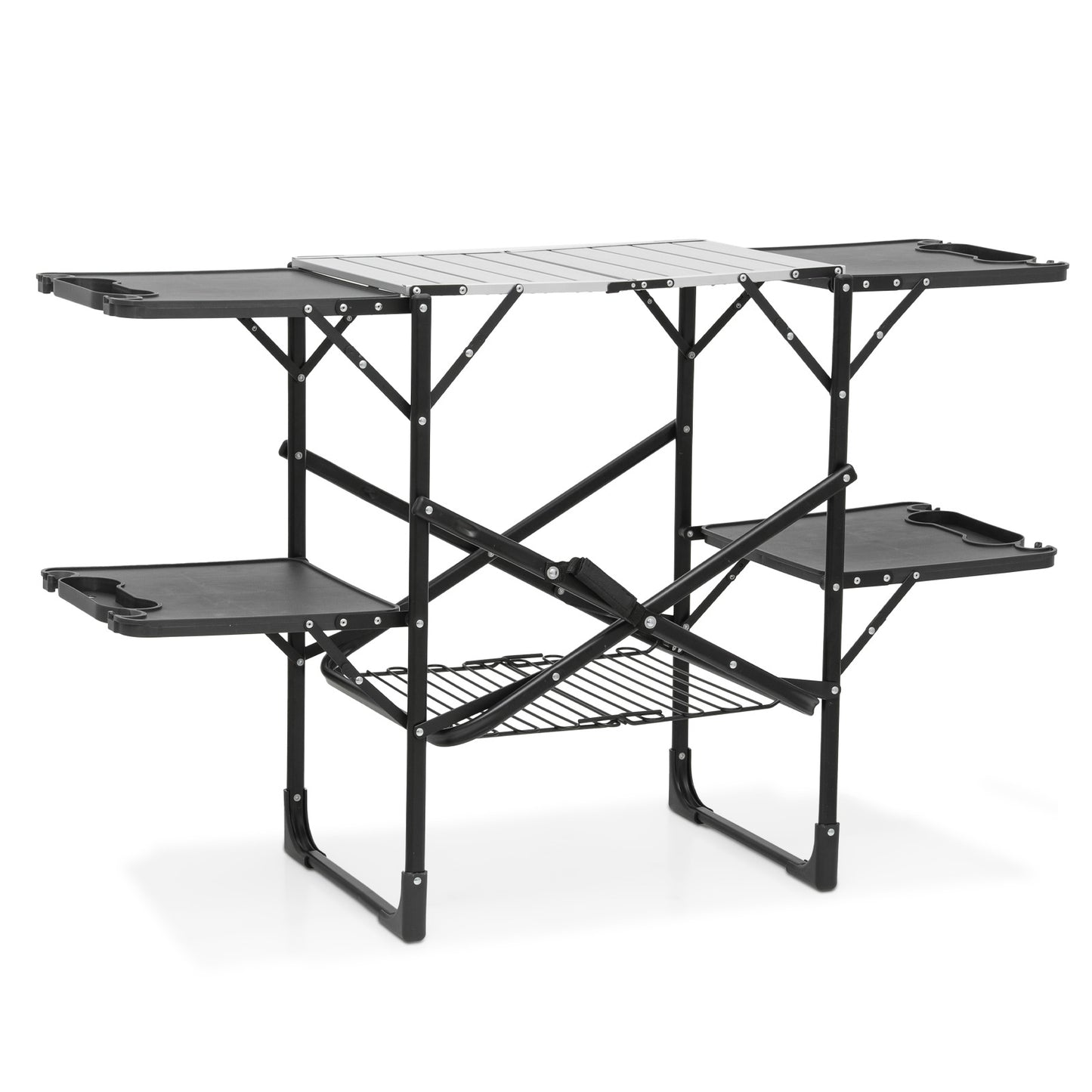 Folding Camping Table 52"x17.5"x32" - Black/silver