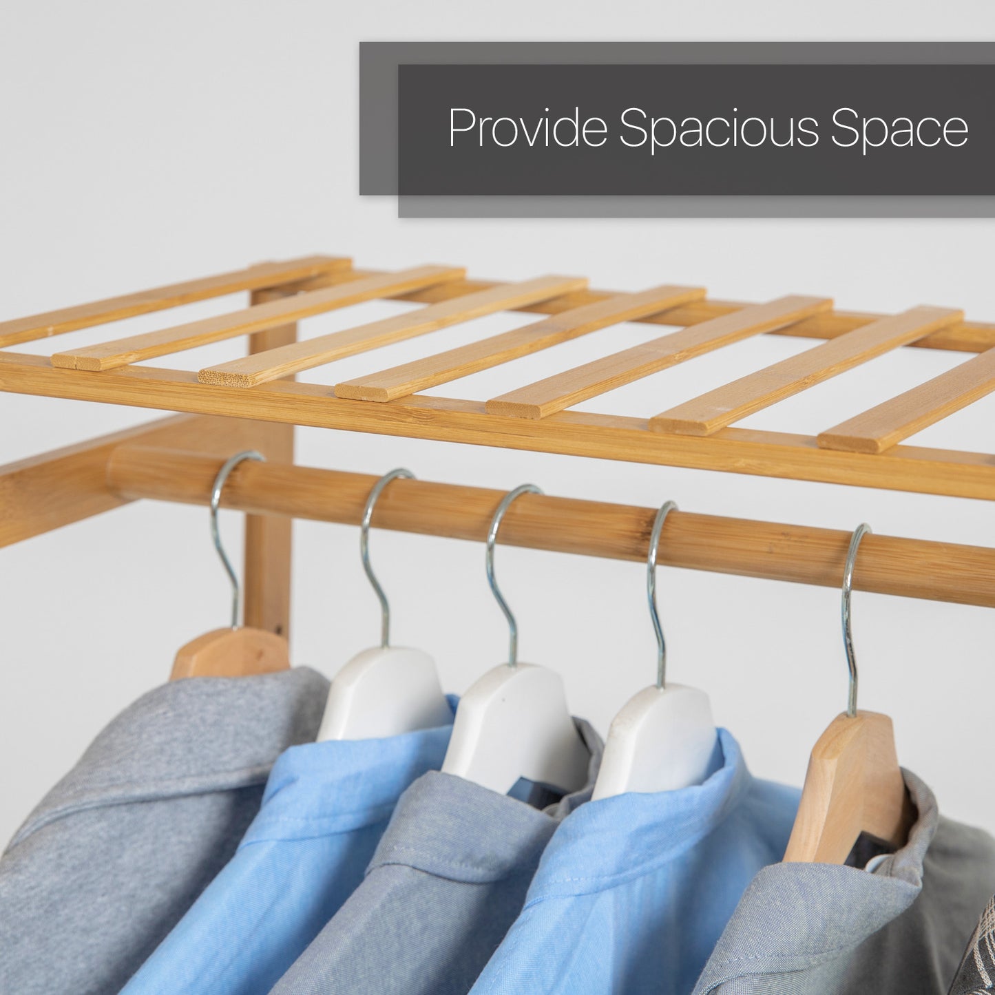 Garment Cabinet Clothes Organizer - Single Rack - Natural