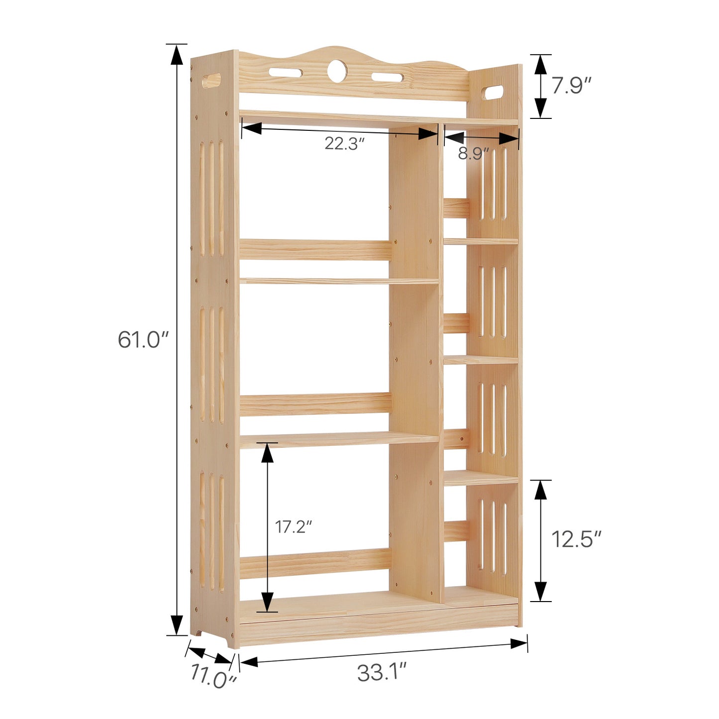 Wooden Display Storage Organizer - 5 Tier - 33" - Natural