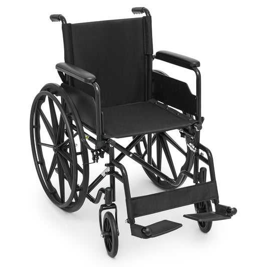 Manual Wheelchair -  Black, FDA Approved - 18"x16" Seat