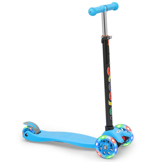 Kids Kick Scooter - 3 LED Wheels - Adjustable Height Handlebar