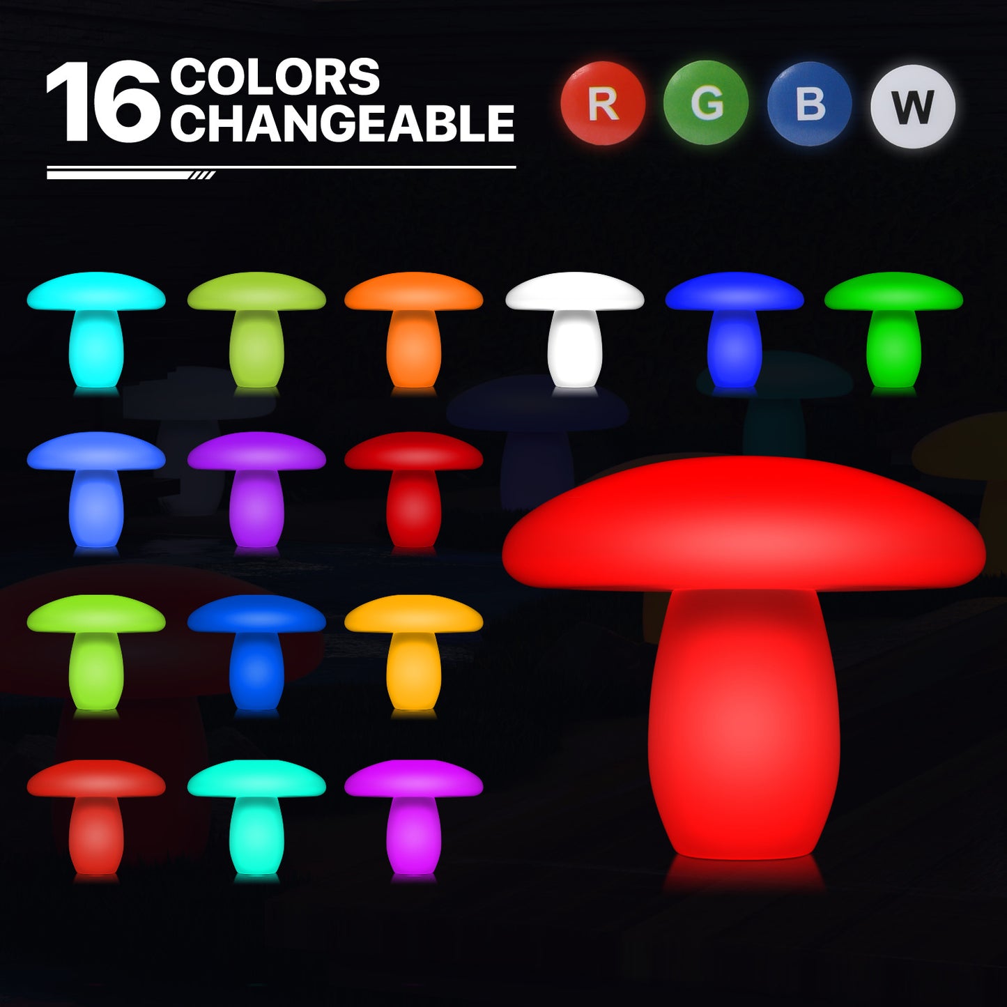 LED - Decor Light - Mushroom M - 16 Colors Remote Control